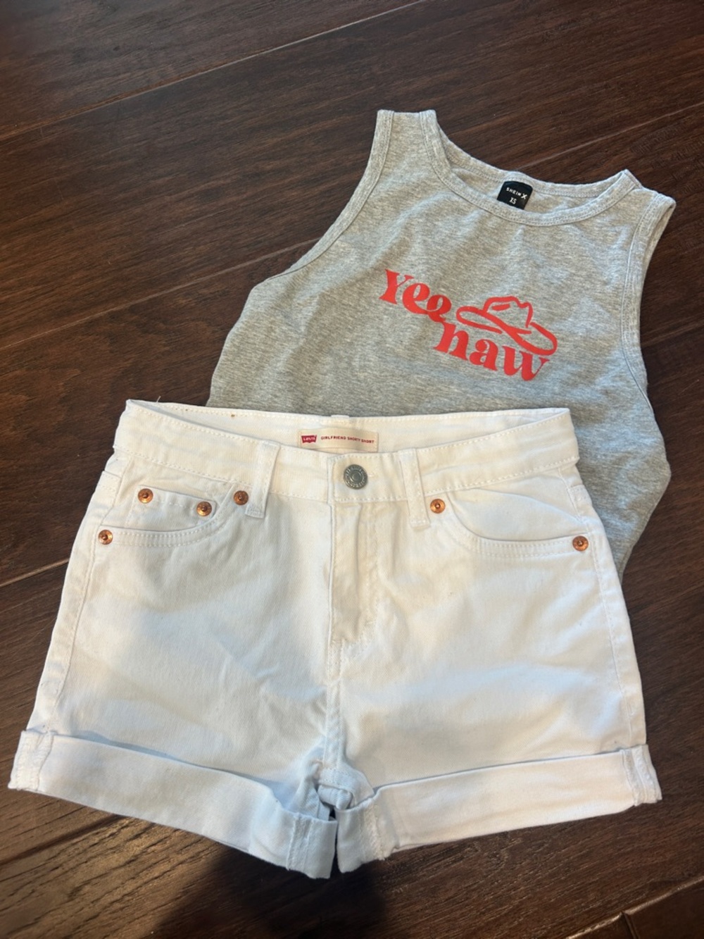 Levi's White Denim Roll-Cuff Shorts